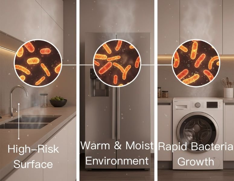 Kitchen Fridge Washing Machine Bacteria Hotspots