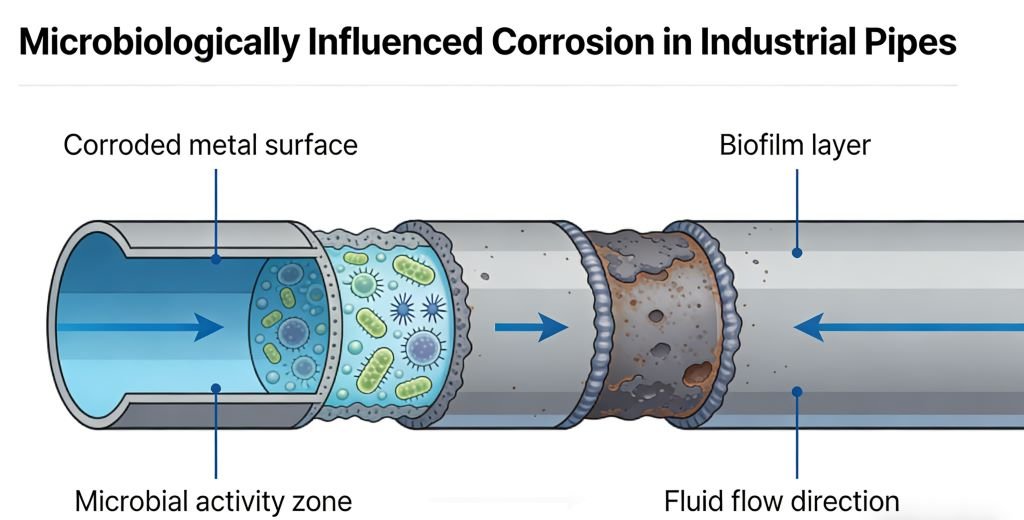 Microbiologically Influenced Corrosion in Industrial Pipes