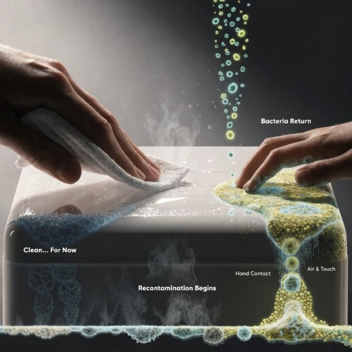 wiping toy surface antibacterial cleaning limitation